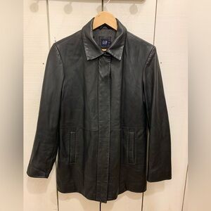 Vintage GAP Women’s Black Leather Car Coat Medium